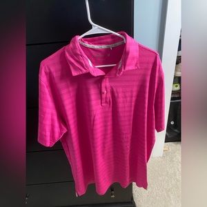Pink striped golf shirt
